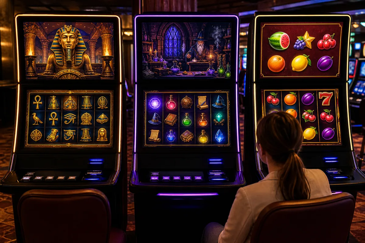 Tre slots med olika teman: Egypten, magi och frukt